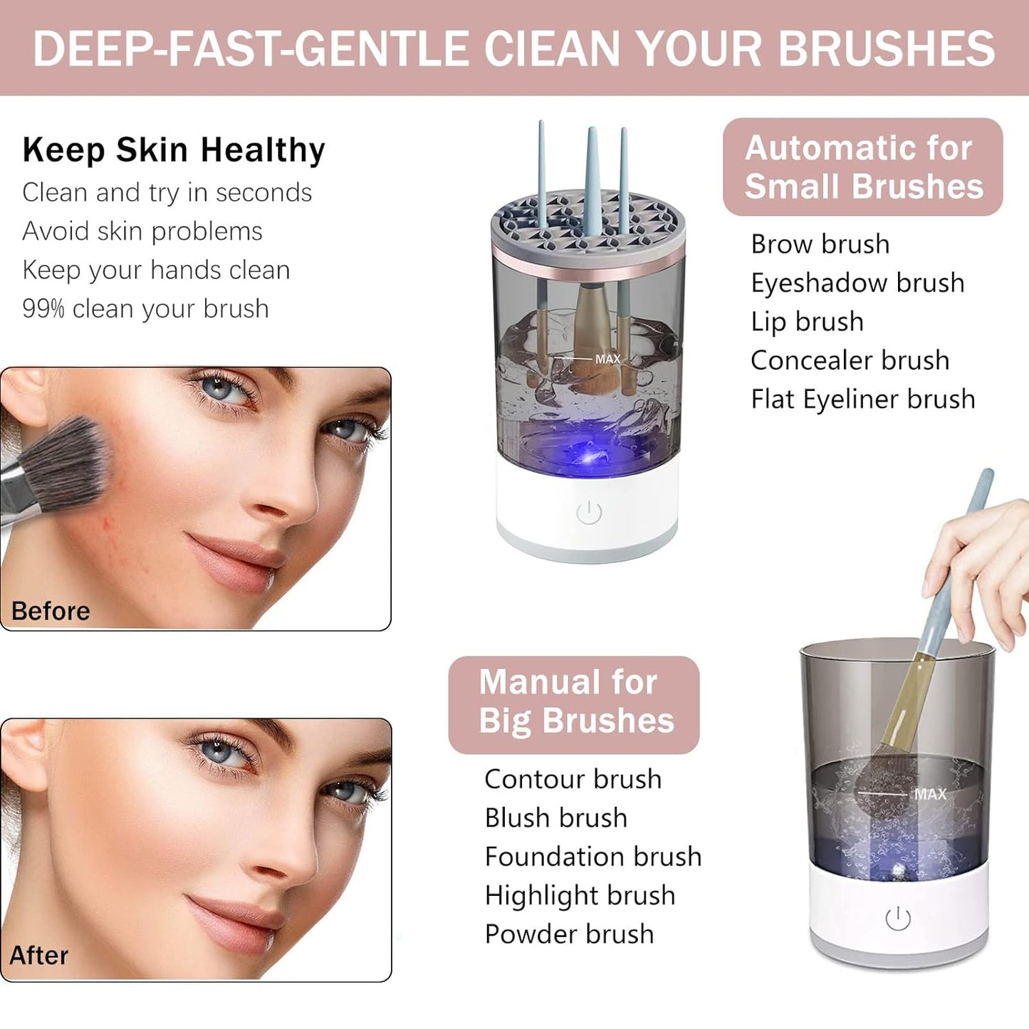 BrushCleanCare™: Magic Electric Makeup Brush Cleaner